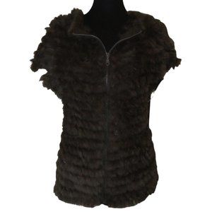 Chaarm New York Genuine Rabbit Fur Pullover 1/4 Zip Vest S NWT